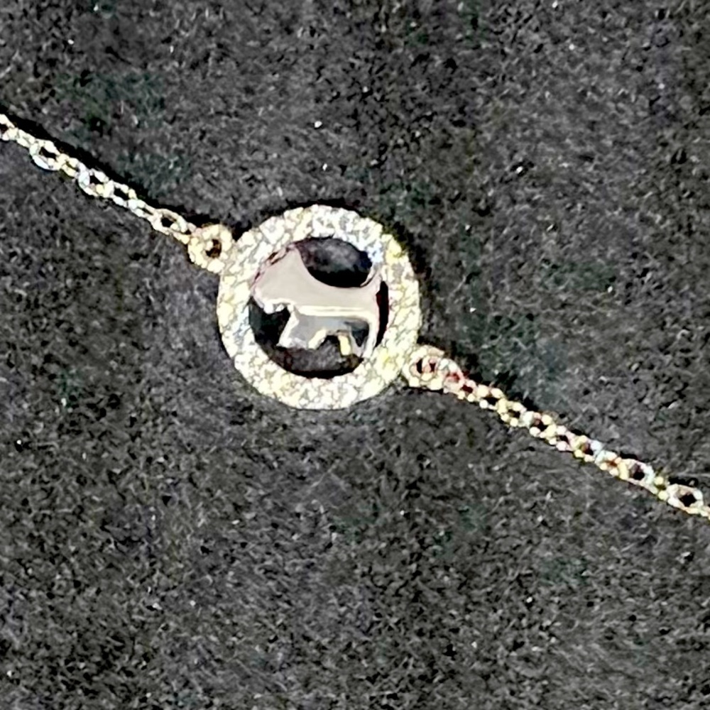 Sterling Silver Scottish Dog & Zirconium Bracelet